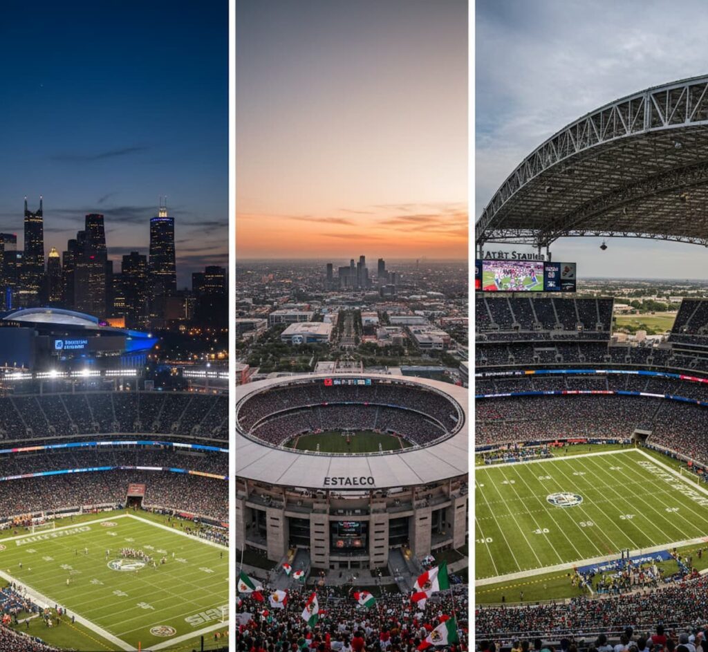 Iconic FIFA World Cup 2026 stadiums across the United States, Mexico, and Canada